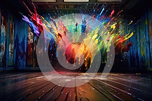 colorsplash in dark room AI generated