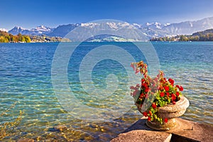 Colorufil Lake Luzern and Alps landscape view