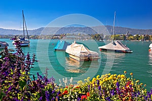 Coloruful Zurich lake and Swiss landscape view