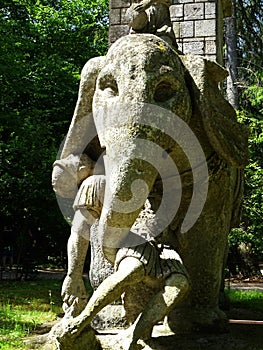 Colosal statue of Elephant and Castle. Bomarzo. Italia photo