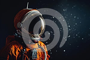 Colossal Astronaut orange spaceship. Generate Ai