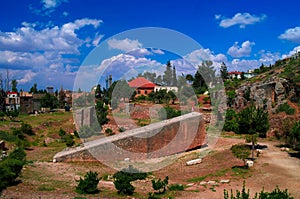 Colossal boulder aka South stone near ruins of Baalbek Beqaa valley, Lebanon