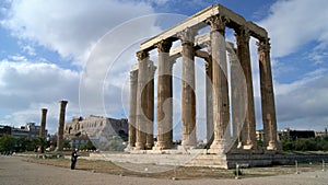 Colossal Corinthian columns of the Temple of Olympian Zeus, in the center of the city, Athens, Greece
