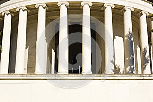 Colossal Ionic fluted columns of the Thomas Jefferson Memorial, West Potomac Park, Washington DC