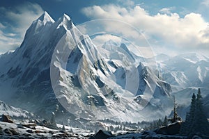 Colossal Massive avalanche mountains. Generate Ai