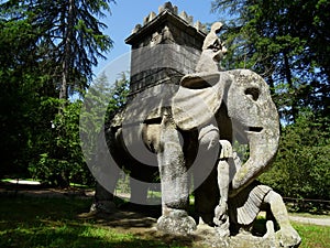 Colossal statue in the forest of Bomarzo. Italy