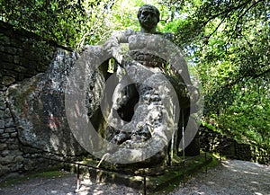 Colossal statue in the forest of Bomarzo. Italy