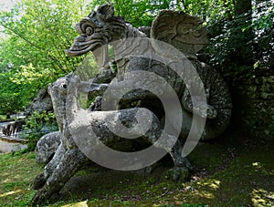 Colossal statue in the forest of Bomarzo. Italy