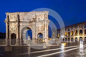 The Colosseum and The Arch of Constantine in Rome
