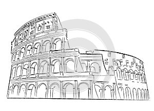 Colosseum architecture facade vector. Drawing art ancient styles