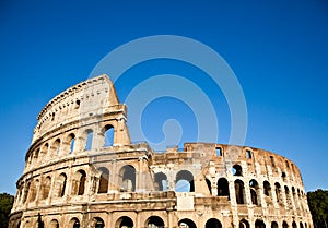 Colosseum with blue sky