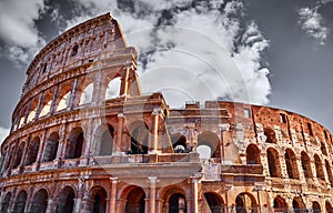 Colosseum (Coliseum or Colosseo) in Rome Italy. Ancient