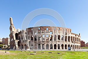 Colosseum or Coliseum Flavian Amphitheatre or Amphitheatrum Flavium also Anfiteatro Flavio or Colosseo. photo