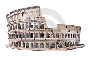 Colosseum, Coliseum isolated on white. Symbol of Rome and Italy,