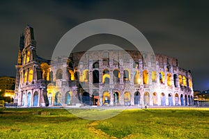 Colosseum (Coliseum) at night in Rome