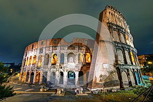 Colosseum (Coliseum) at night, Rome, Italy