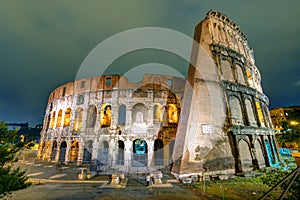 Colosseum (Coliseum) at night in Rome