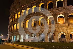 Colosseum (Coliseum) at night in Rome, Italy