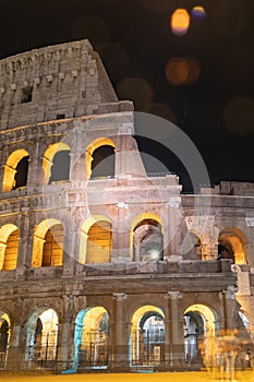 Colosseum or Coliseum at night, Rome, Italy.