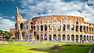 Colosseum or Coliseum in Rome in the sunlight, Italy