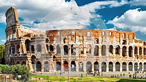 Colosseum or Coliseum in Rome in the sunlight, Italy