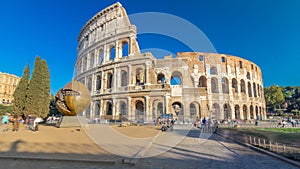 The Colosseum or Coliseum timelapse , also known as the Flavian Amphitheatre in Rome, Italy