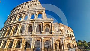 The Colosseum or Coliseum timelapse , also known as the Flavian Amphitheatre in Rome, Italy