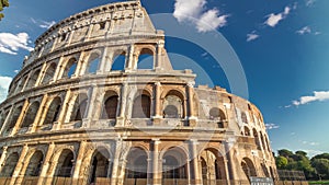 The Colosseum or Coliseum timelapse hyperlapse, also known as the Flavian Amphitheatre in Rome, Italy