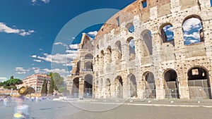 The Colosseum or Coliseum timelapse hyperlapse, also known as the Flavian Amphitheatre in Rome, Italy