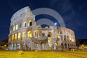 Colosseum at dusk in Rome