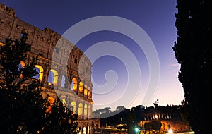 Colosseum at dusk in Rome, Italy