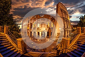 Colosseum during evening time, Rome, Italy