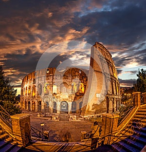 Colosseum during evening time, Rome, Italy