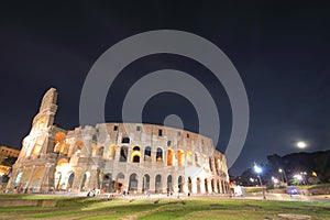 Colosseum historical building night Rome Italy