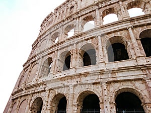 Colosseum marble arches on white. Rome, Italy