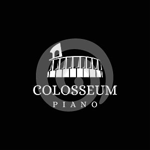 Colosseum music logo, colosseum piano icon vector