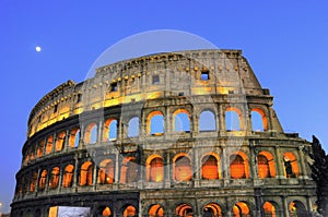 Colosseum at night of ancient Rome photo