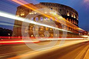 Colosseum at night, landmark attraction in Rome - Italy