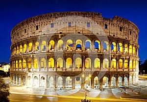 The Colosseum at night, Rome, Italy