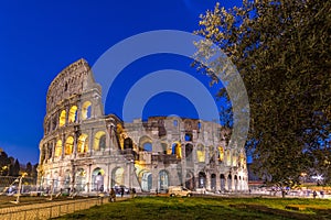 Colosseum at night in Rome, Italy