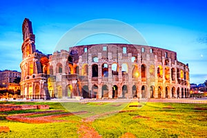 Colosseum in night, Rome, Italy