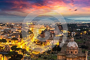 Colosseum at night in Rome