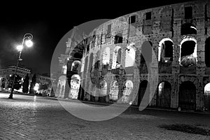 The Colosseum - Night view in Black and White