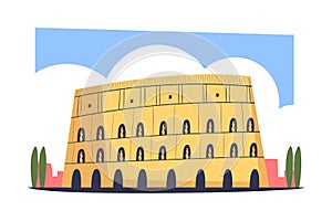 Colosseum Rome City Building in Italy Vector Illustration