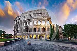 Colosseum in Rome at dusk, Italy