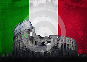 Colosseum Rome flag italy