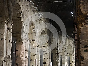 Colosseum Rome interior view at night