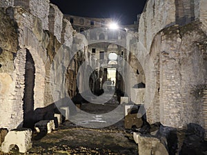 Colosseum Rome interior view at night