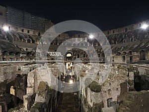 Colosseum Rome interior view at night