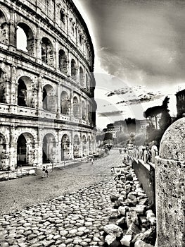 Colosseum, Rome, Italy, black and white photo